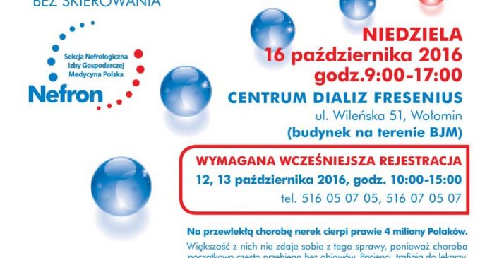 Kampania dla zdrowia nerek – bezpłatne badania w Wołominie